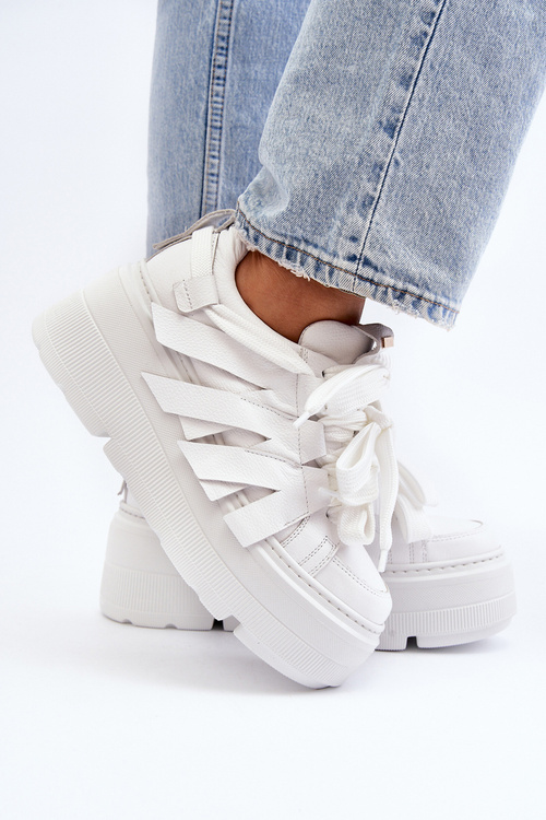 White Chunky Platform Sneakers Zazoo 2F-7033