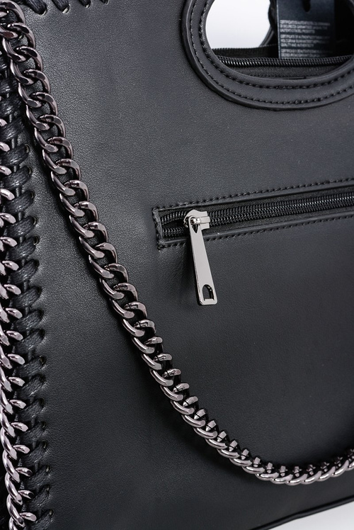 Women's Black Large Chain Chest Bag