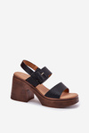 Women's sandals on a chunky heel and platform Black Vinceza 17387