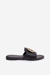 Eco Leather Flat Sandals Women With Decorative Detail Black Frelie