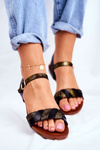 Leather Flat Sandals S.Barski Black-Gold