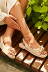 Women's Sandals with Decorations S.Barski KV27-004 Beige