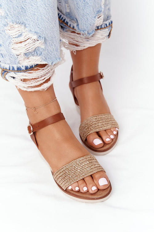 Wedge Sandals With Braids Beige Tenerife
