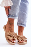 Fashionable women's slippers with a bow Beige Estera