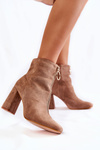 Suede Boots On High Heels With A Decorative Zipper Beige Lisette