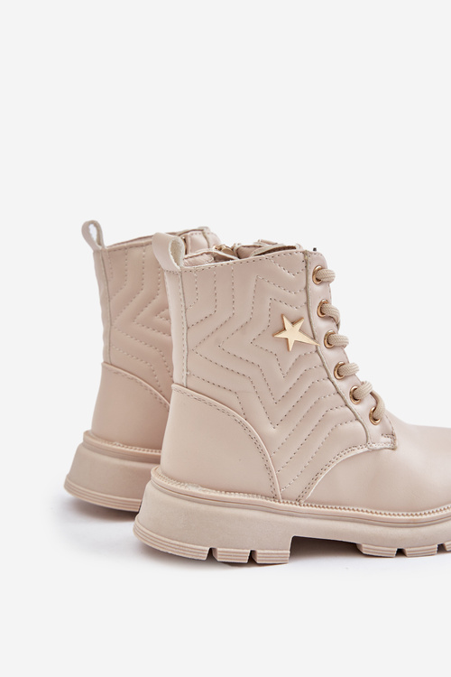 Kids' Glossy Lined Boots with Black-Pink Decoration Bunnyjoy