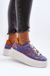 Buty Sportowe Skóra Platforma Maciejka 06191-06 Niebieskie