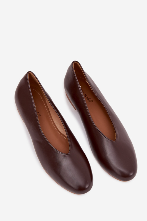 Women's Ballerinas Made of Eco Leather Flat Heel Brown Olyssia