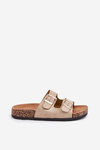 Women's Slip-On Sandals On Cork Sole Gold Cortina