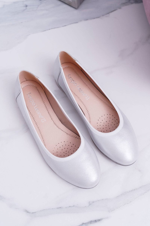 Women's Sergio Leone Silver Plex Ballerinas