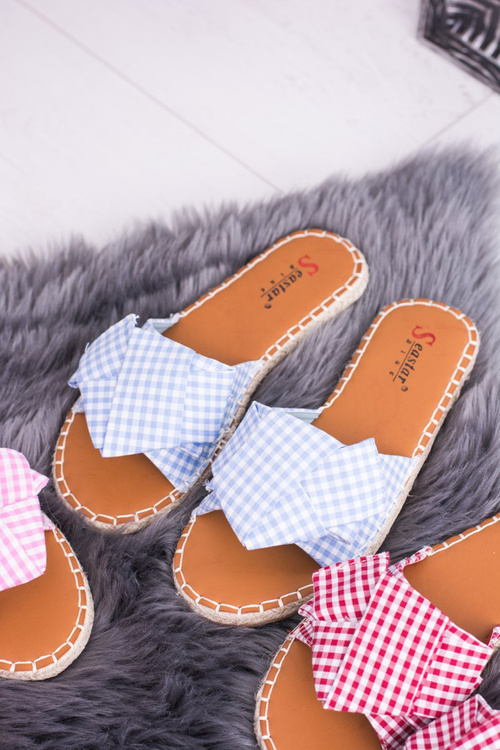 Women's Bow Tie Flip Flops Pin-up Girl Blue