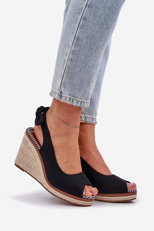 Wedge Sandals With Braiding Black Nanalis