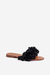 Women's Flat Sandals with Fringes Black Rialle