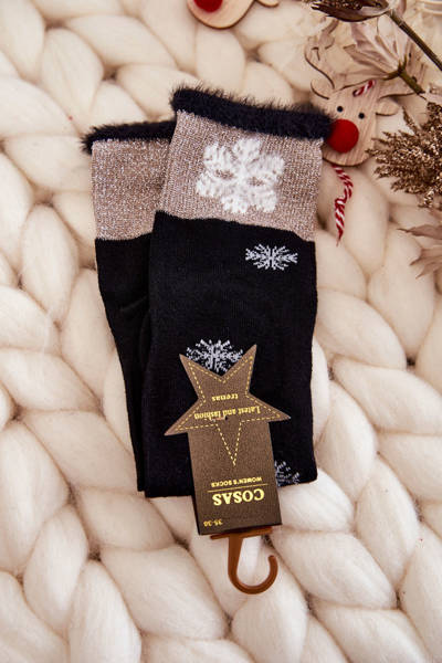 Women's Socks Long With Snowballs Black
