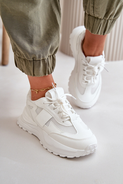 Damskie Sneakersy Na Platformie Białe Nevelaine