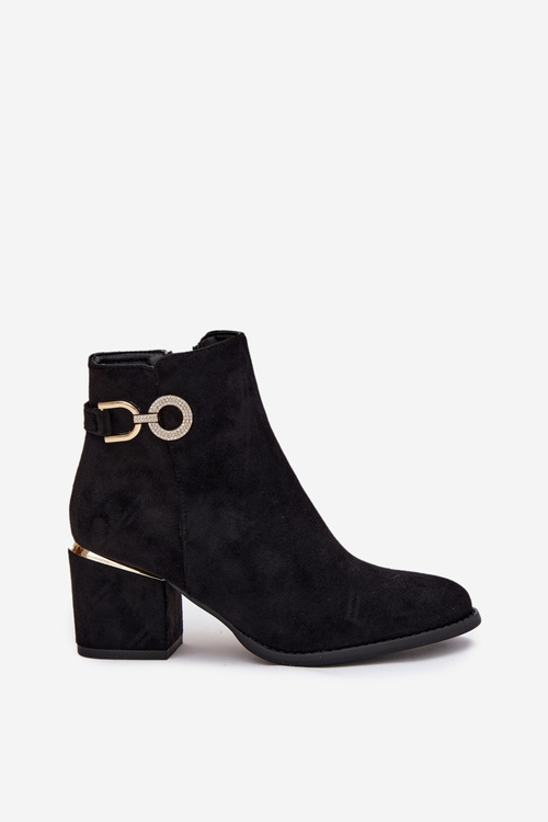 Insulated women's ankle boots with golden details on heel black Dorisse