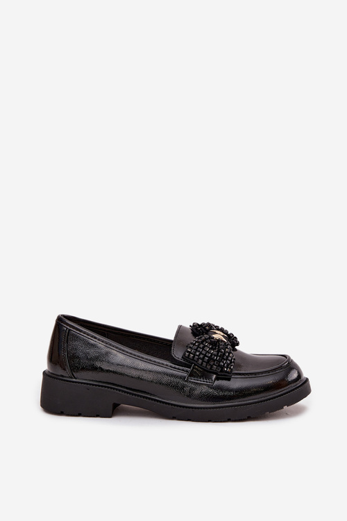 Patent Leather Women's Loafers with Bow S.Barski HY52-319A Black