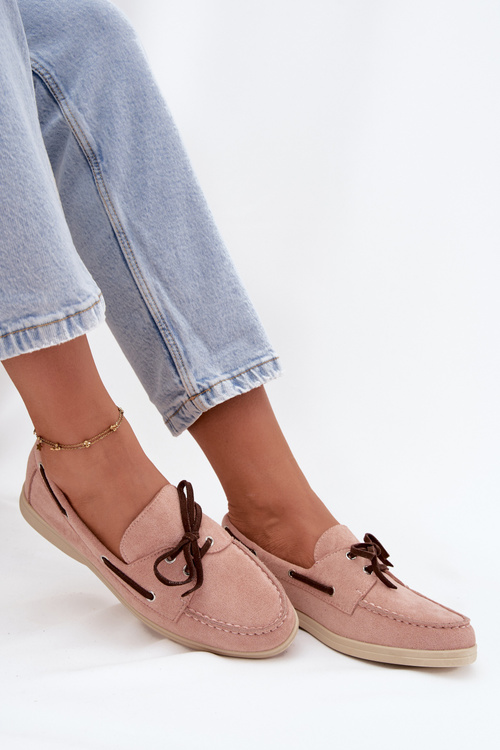 Women's Loafers With Laces Light Pink Calivra