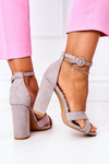 Suede Stiletto Sandals Grey Destino