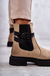Women's Warm Boots Jodhpur boots With Belt Beige Jose