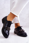 Leather shoes tied with ornament Black Larosa 