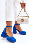 Fashionable Pumps On Massive Heels Blue Sandia
