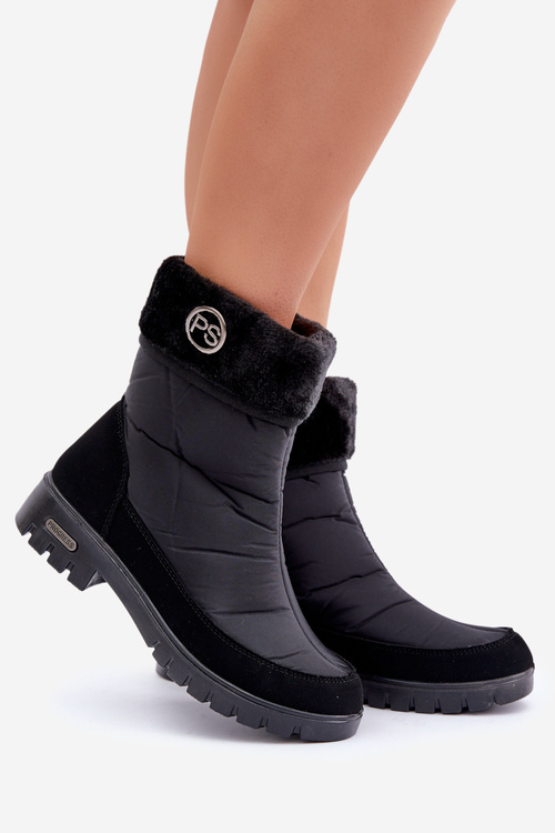 Women's Fashionable insulated snow boots Progress PROGJ-21-13 Black