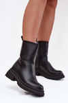 Women's ankle boots on platform and flat heel black Levira