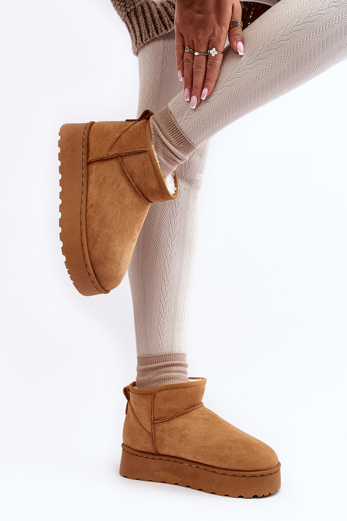 Women's Snow Boots on Platform with Faux Fur Lining Camel Xamella