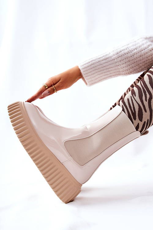 High-top Platform Boots Beige Sereia