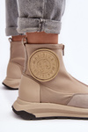 Women's Leather Boots With Zipper Maciejka 06297-22 Beige