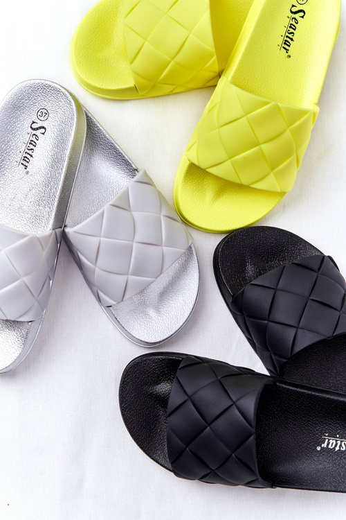 Gumowe Klapki Damskie Neonowe Żółte Let's Swim