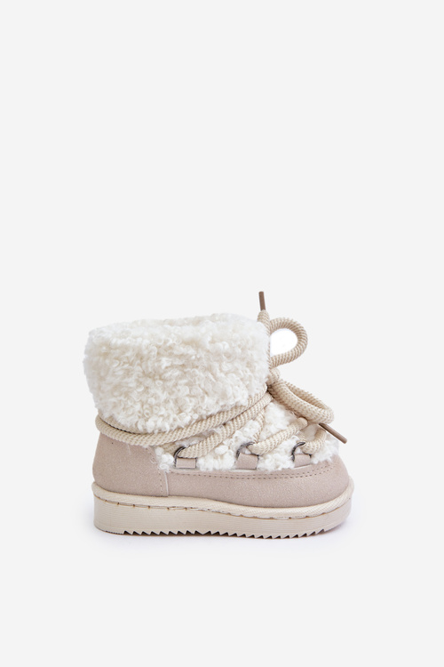 Children's Warm Lace-up Snow Boots Asija Beige