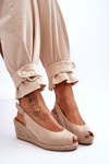 Suede Wedge Sandals Beige Elsie