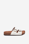 Women's Cork Platform Slippers With Buckles White Vesina
