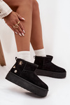 Women's Snow Boots on Platform with Buckles Black Maelle