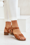 Leather Sandals On A Delicate Heel Brown Zazoo 40372
