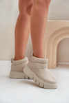 Zazoo 60470 Leather Boots Insulated with Wool on Platform Light Beige