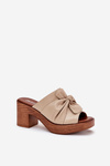 Ladies Heeled Slippers Made Of Eco Leather Beige Kikilla