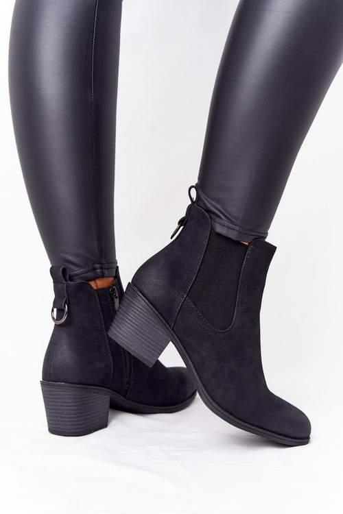Women's Insulated Chelsea Boots On A Block Heel Black Trinity