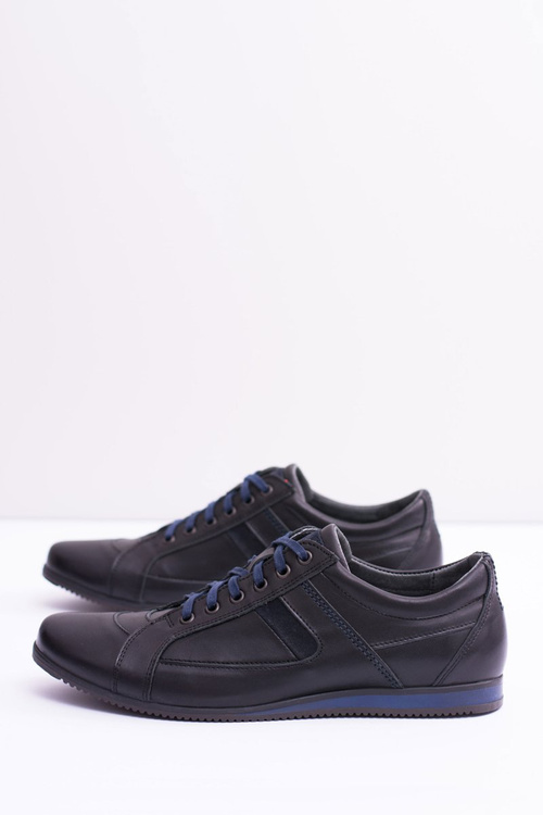 Skórzane Męskie Sportowe Półbuty Sferis Czarne