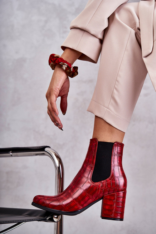 Snake Leather Booties La.Fi 260038R-XC Red