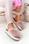 Platform Slippers With Eco Fur Beige Adventure