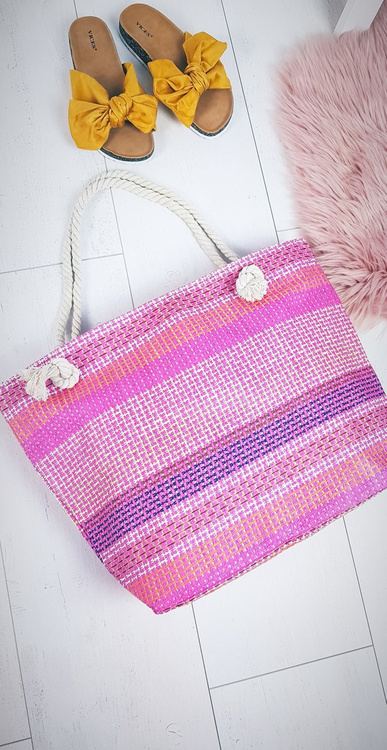 Large Beach Bag Sack with String Pink