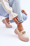 Women's Suede Platform Loafers Light beige Larey