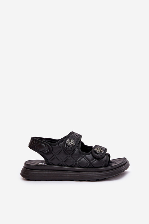 Women Sandals With Decorative Details On Velcro Black Zoliner