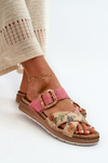 Comfortable Women's Flip Flops with Buckle in Flowers Inblu GS000051 Pink