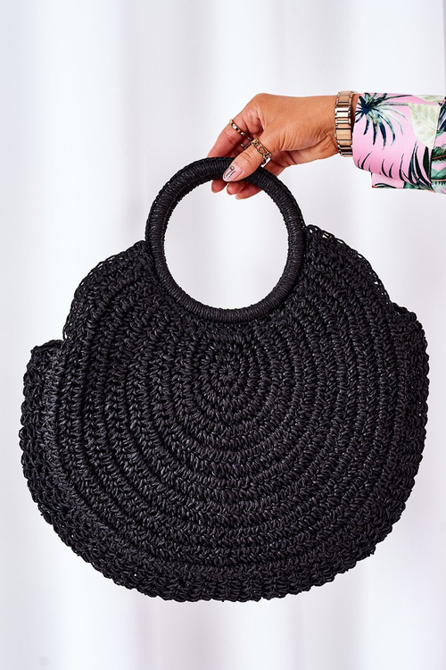 Braided Round Bag BRUNO ROSSI Black