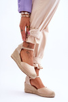 Suede Espadrilles Wedge Sandals Beige Cammer