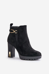 Warm Women's Ankle Boots on High Heel Black Terisanna